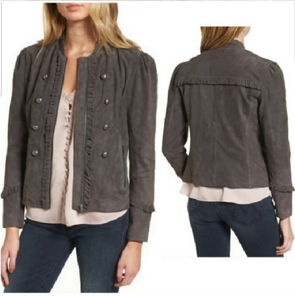 Chealsea28 Nordstrom Suede Military Band Jacket Coat Size Small